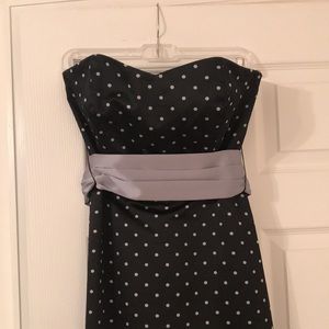 Harold’s Black and Gray Polka Dot Strapless Dress Size 6 NWT